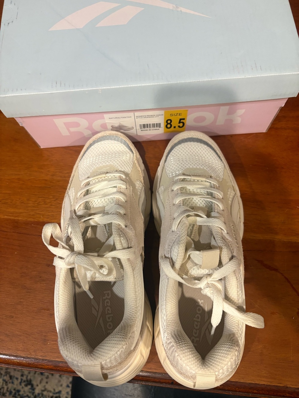Reebok Women's Cream and White Chunky Athletic Sneakers